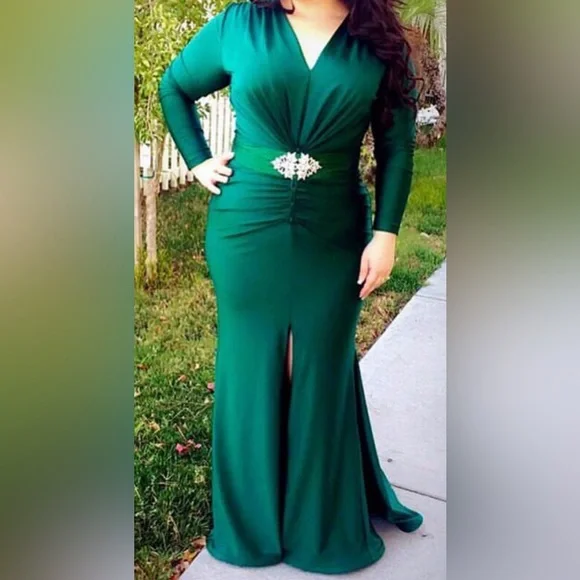 green emerald velvet dress Eva Green Glitter Fabric Mesh Corset Laced Up Back Formal Prom Dress